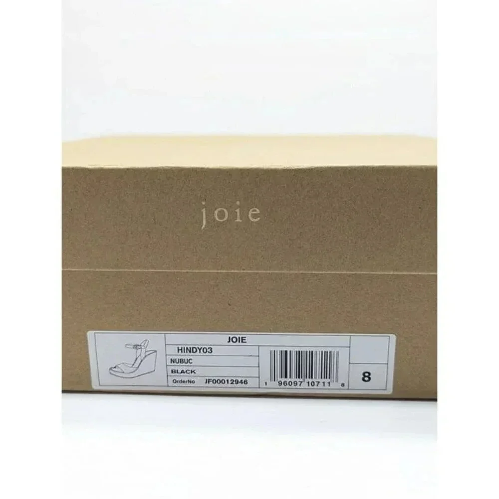 Joie Hindy Women's Platform Wedge Sandal Black Leather Size 8 M (MSRP $298)